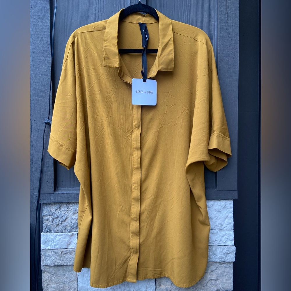 Agnes & Dora Mustard Yellow Button Down Shirt XXL